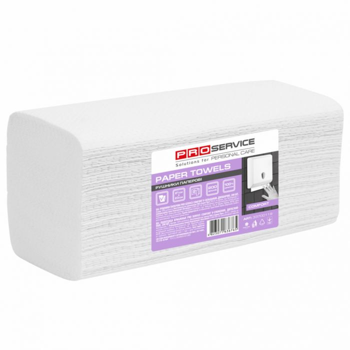 PRO service Comfort Рушник паперовий V-скл. двошаровий 150шт. білий (20шт/ящ)